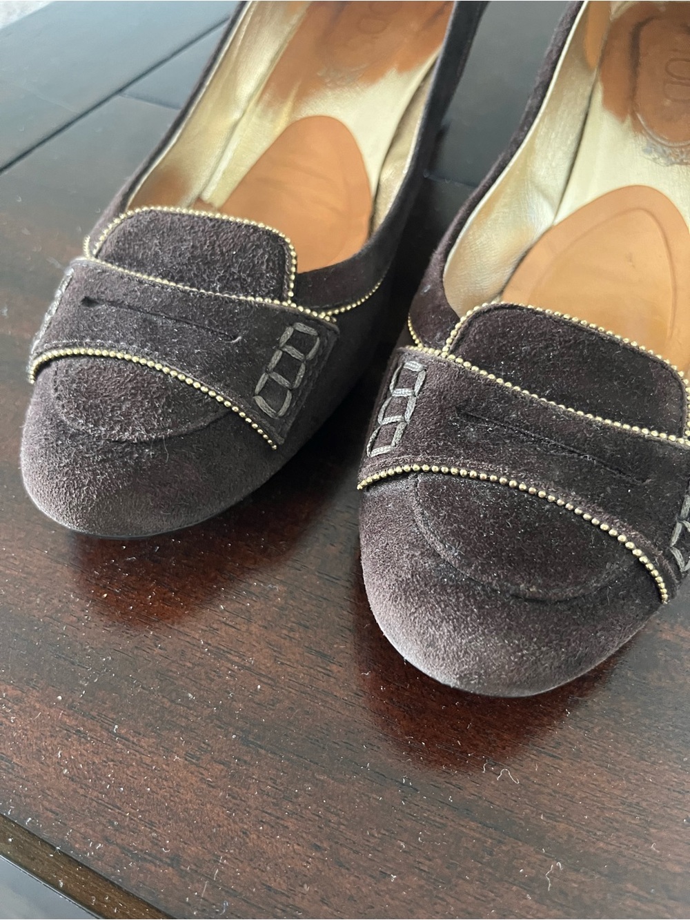 Tod's Metallic Gold Leather Loafers
